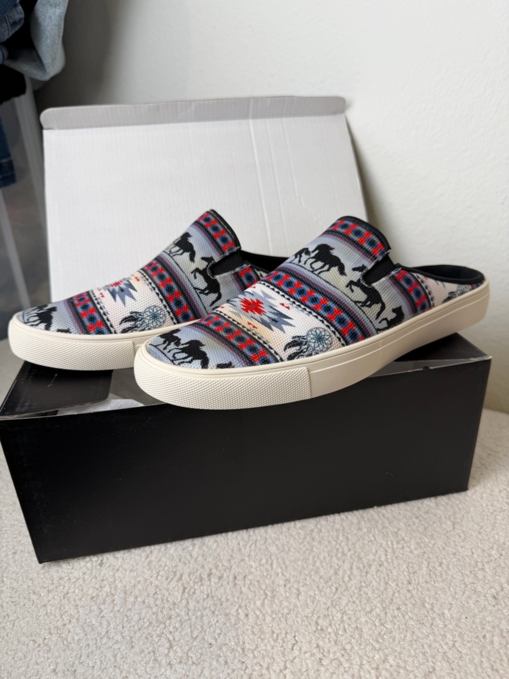 Montana West Slip-On Sneakers in Black, Red, Gray, and Cream Pony NIB - Picture 4 of 10